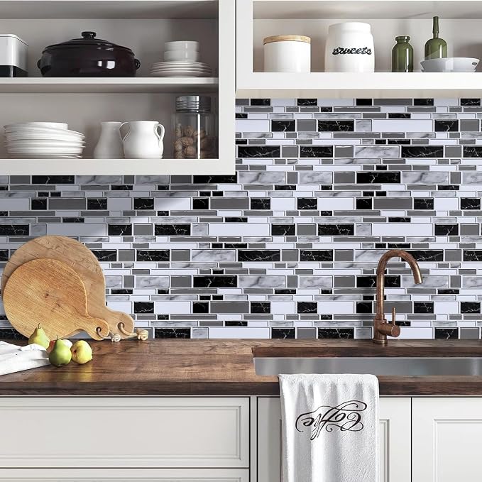Livebor Kitchen Wallpaper Peel and Stick for Bathroom 11.8inch x 78.7inch | Kitchen Contact Paper Backsplash Tiles Wallpaper Peel and Stick Waterproof Countertop Wallpaper for Bathroom Cabinet Vinyl - Image 5