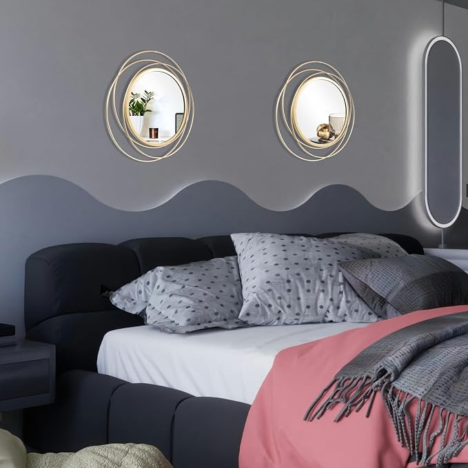 2 Set Circle Mirrors for Wall Decor Living Room Bedroom Entryway - Image 3