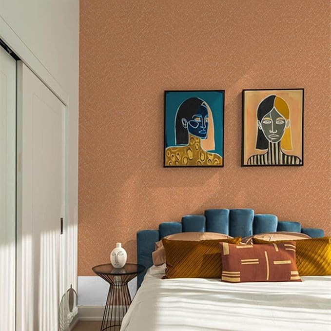 Cream Peel and Stick Self Adhesive Wallpaper Countertop Contact Paper | Orange Removable Embossed Silk Waterproof Bathroom Wallpaper 15.7" X 393.7" Kitchen Vinyl Wrap for Cabinet Shelf Liner Paper - Image 2