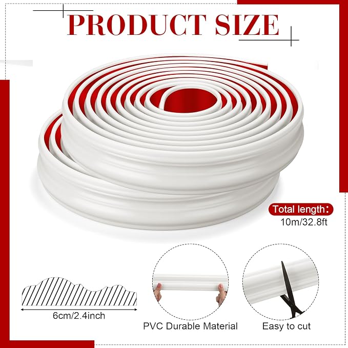 32.8ft x 2.36 Inch Flexible Peel and Stick Molding Trim for Wall, Baseboard, Backsplash, Tile Edge, Chair Rail, Mirror-self Adhesive Trim for Bathroom Wall Door Floor Corner Window, White - Image 2