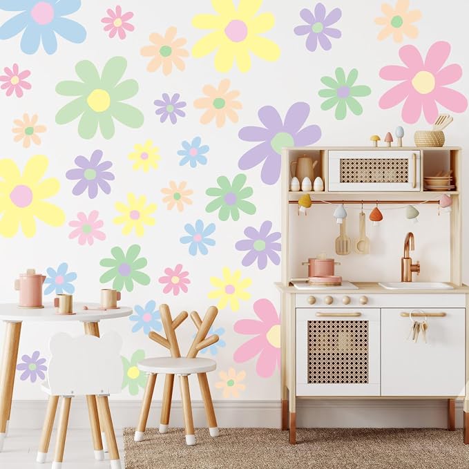 TaoBary 12 Sheet Colorful Daisy Wall Sticker Decal Large Flower Wall Decal | Big Flower Wall Sticker, Floral Decal, Daisy Bedroom Room Decor, Removable Peel and Stick, Nursery Home Wall Decor - Image 5
