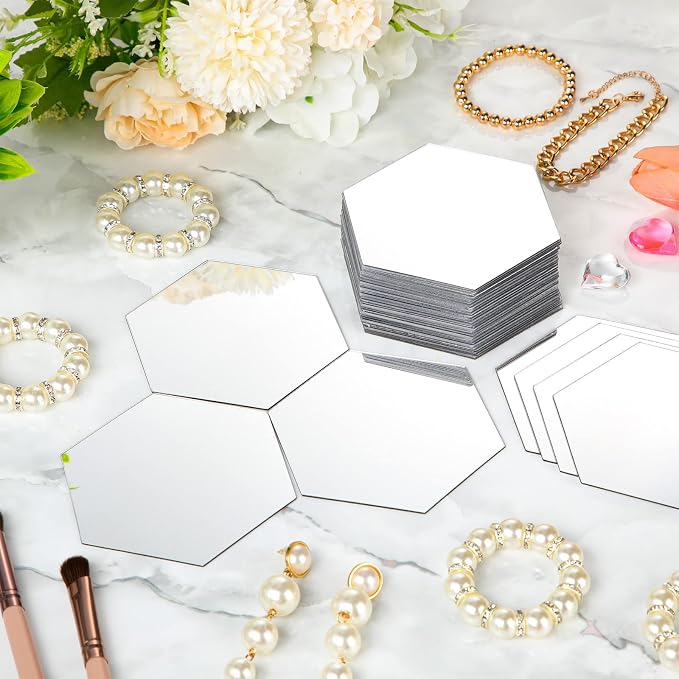 96 Pcs Hexagon Mirrors for Wall, Mirror Stickers, 3.94 x 3.43 x 1.97 Inch - Image 4