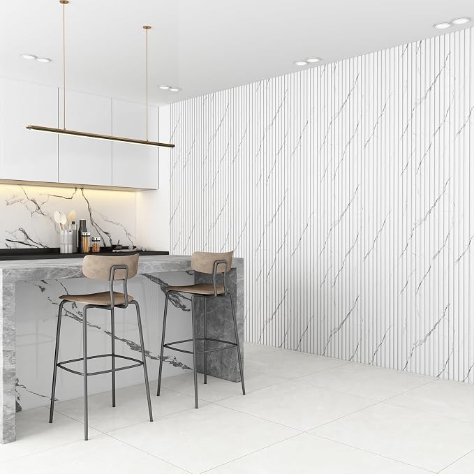Slat Wall Panel 8-Pack, 108’’x6.3’’, Marble White | WPC Wall Panel for Interior Wall Decor, TV Background, Kitchen, Bedroom - Image 4