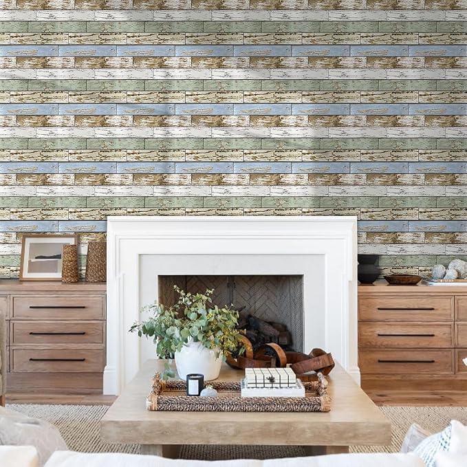 Commomy 3D Faux Wood Wall Stickers Peel and Stick 10 Pcs 11.8" x 11.8" | Ultralight Thin PVC Fake Wood Wallpaper for Kitchen Backsplash,Bathroom,Interior Wall Decor(9.7sq.ft) - Image 6