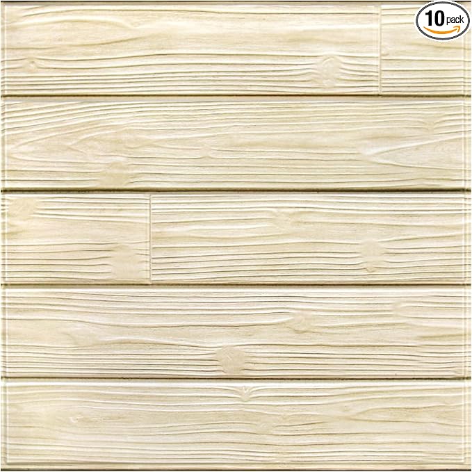 Commomy 3D Faux Wood Peel and Stick Wall Tiles 10 Pcs 11.8" x 11.8" | Ultralight Thin PVC Interior Wall Decor for Bedroom, Bathroom, Kitchen Backsplash,Living Room(9.7sq.ft) by CommomyDecor