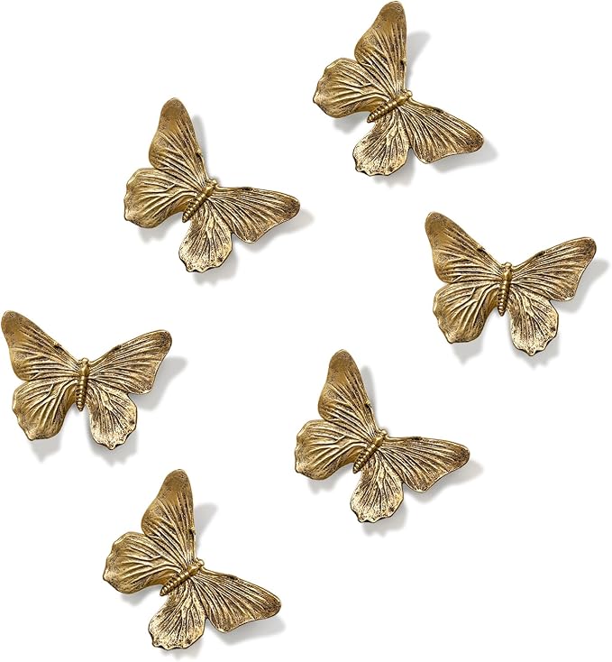 GUSFREUD 3D Butterfly Wall Decor Set – Resin Wall Decor for Living Room, Bedroom, Bathroom, Dining Room, Outdoor and Gallery Walls - Antique Copper - Set of 6 by GUSFREUD