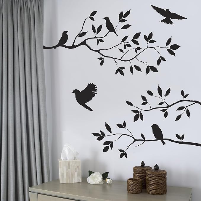 Picniva Birds and Blossoms Vinyl Wall Decal - 16" x 24" Removable Floral Bird Wall Stickers, Peel and Stick DIY Wall Art Decor for Living Room, Bedroom, and Nursery - Image 2
