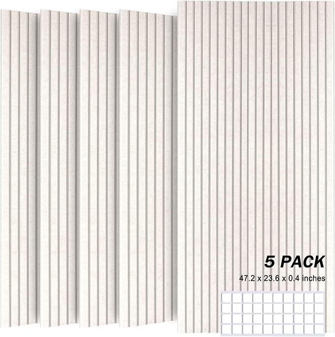 Large Acoustic Panels, 48"X24"X0.4" Sound Proof Foam Panels for Walls, Sound Dampening Panels, Soundproof Wall Panels for Home Studio&Office Decor. (Light Camel, 5) by Unknown