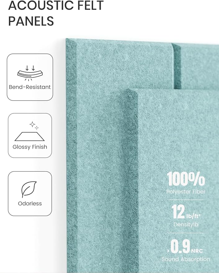 Fluxynara Felt Bulletin Board & Cork Board Alternative, Aqua Blue | 36" x 24" Pin board, Removable Adhesive Tabs, Easy Install Without Wall Damage, For Home Office Decor - Image 4