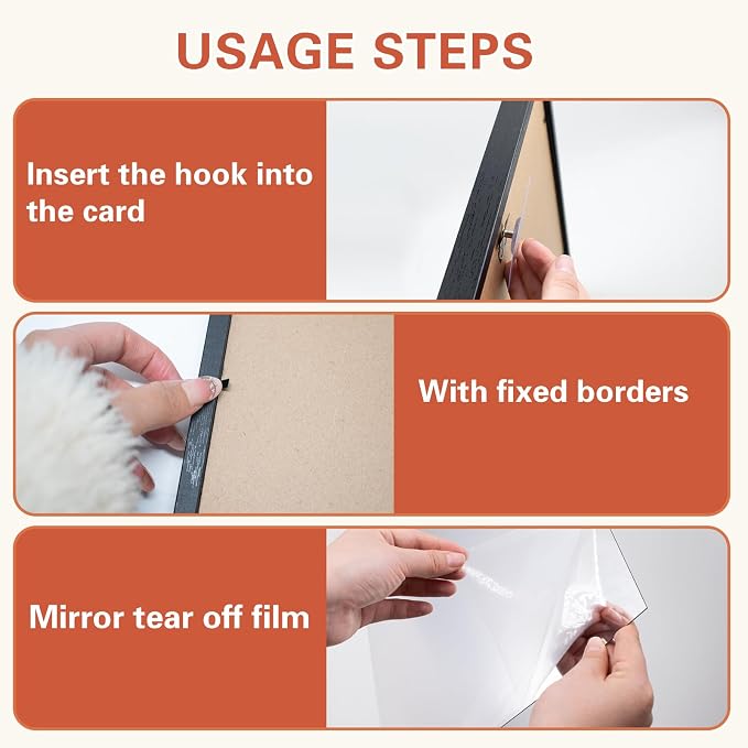 2 PCS Wooden Frame Square Decor Mirror 12.6" Unbreakable Acrylic Mirror - Image 3