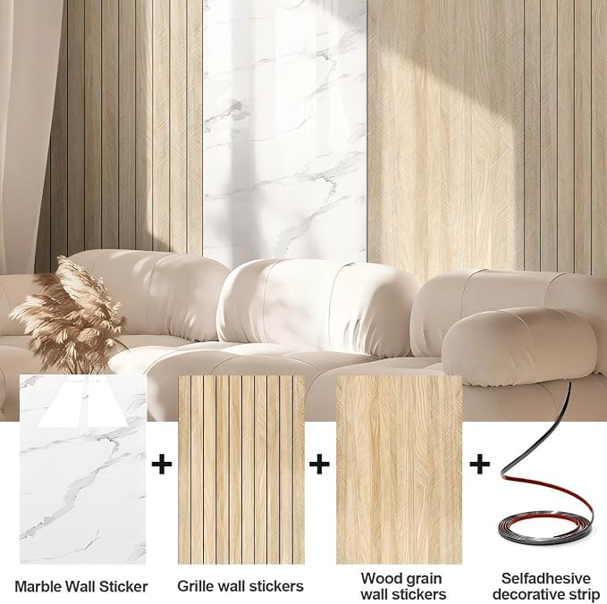 Chejiaye Peel and Stick 3D Wall Panel -15.75"x118"Soundproof Self-Adhesive Wall Sticker, Removable Thick PVC Slat Contact Paper for Kitchen Bedroom,Ceiling Wall Decoration Wood Grain (Log Color) - Image 2