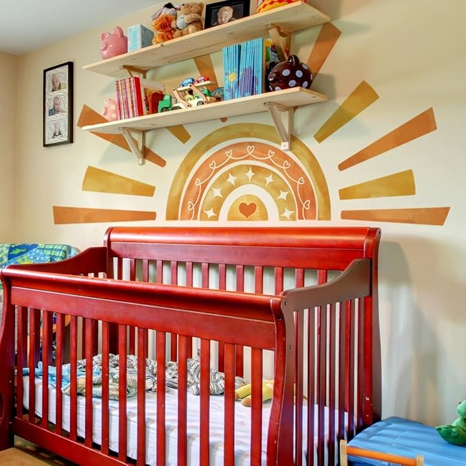 Wall Stickers Decals Kids Peel and Stick Removable for Nursery Kids Bedroom Living Room décor Boys Playroom (Sun Rainbow) - Image 5