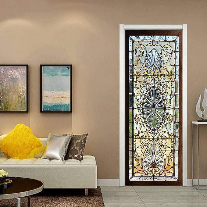 COLORSPRING 3D Door Stickers Peel and Stick, Antique Door Decal Cover | Removable Self-Adhesive Wallpaper Mural for Home Décor - Image 2