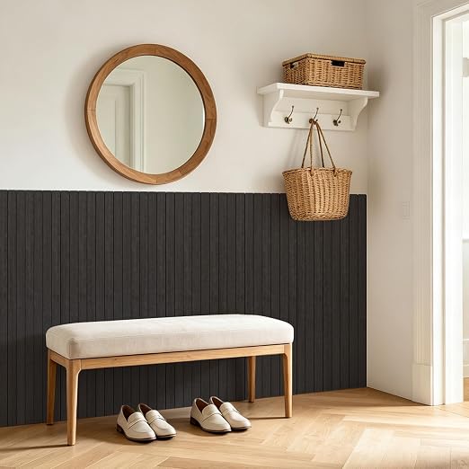 Art3dwallpanels 6-Pack Peel and Stick Wood Panels for Wall PVC, Black Wood | Self-Adhesive Slat Wall Panels, PVC Thick, 48 x 16 in, 3D Wood Grain Wallpaper, for Walls and Ceilings, Packed in Long Boxes - Image 7