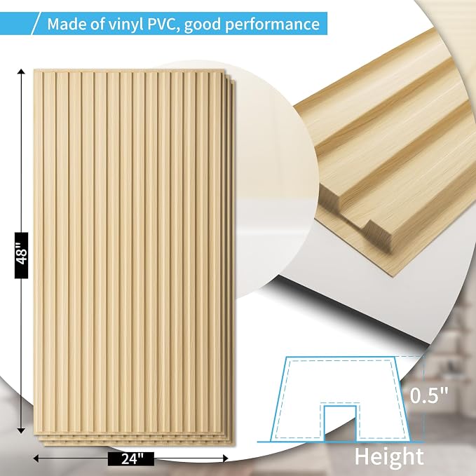 Art3d Fluted Slat 3D Wall Panels, Drop Ceiling Tiles, 6-Pack, Oak | 24" x 48" , Lightweight, Break-Proof, Compatible with Grid System, Ideal for Home, Commercial Spaces - Image 4