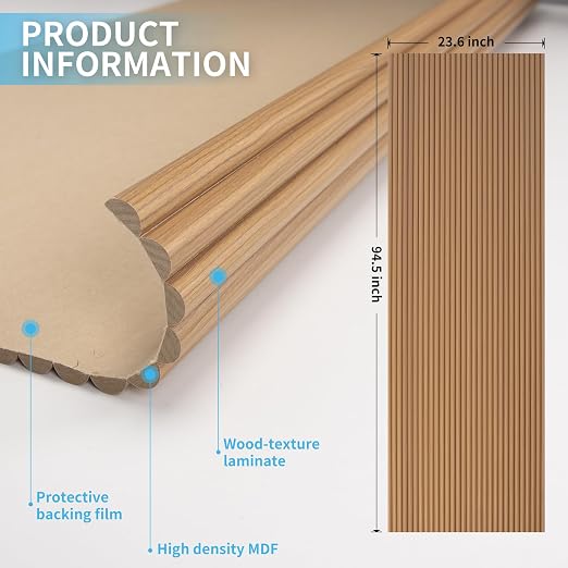 Art3d Roll-Flat Beaded Wood Slat Wall Panel, 2-Pack, 94.5 x 23.6 in, Teak | Flexible, Durable, Crack Resistant, Glue on, Easy to Install, for New Home Buyer, Future Mover to Upgrade Office, Living Room - Image 7