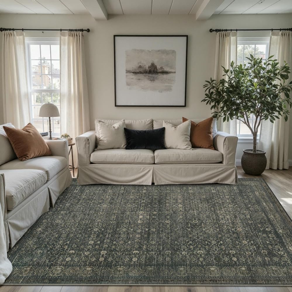 Rugxara 5X7 Washable Area Rug for Living Room, Bedroom(Moss Brown) - Image 5