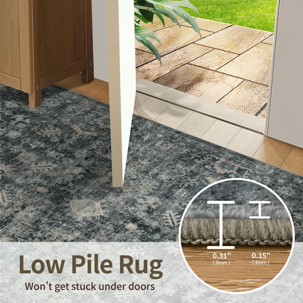 Rugxara 2x3 Entryway Rug Door Mat, Washable Samll Rug, Non Slip, Blue - Image 6