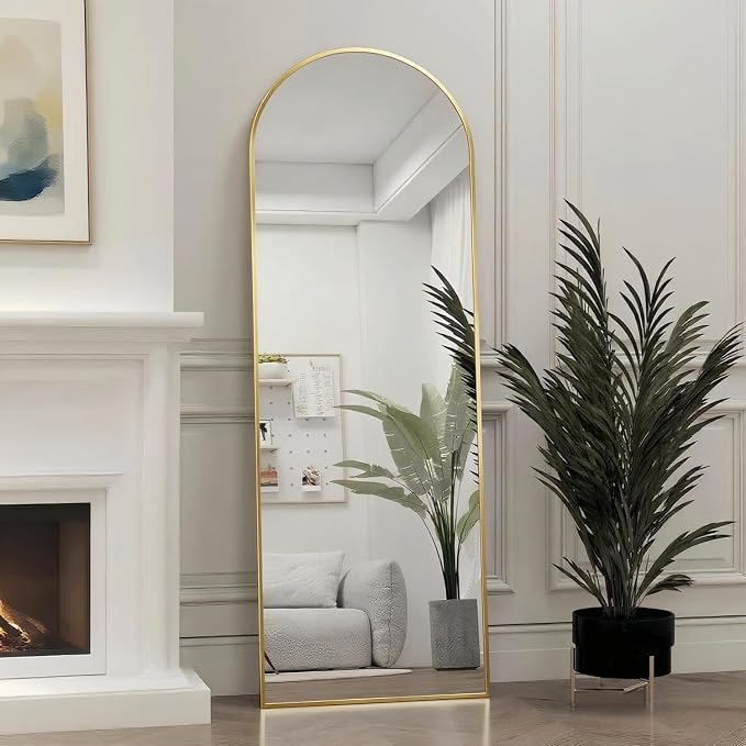 Dewfig 50"x 16" Full Length Door Mirror with Stand, Full Body Mirror, Gold - Image 8