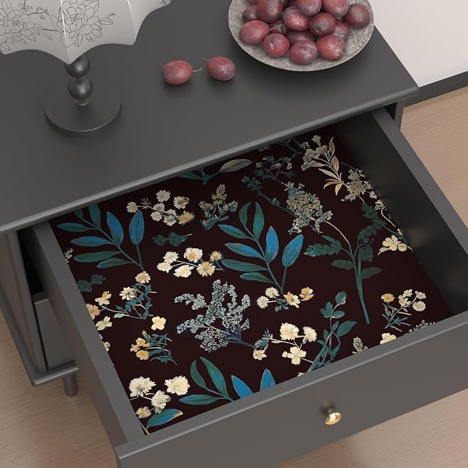 Laatse Vintage Floral Peel and Stick Wallpaper 17.5'' x 787'', Green Blue | Self Adhesive/Removable/Waterproof/Thick Vinyl Extra Long Contact Paper for Bathroom Bedroom Shelf Cabinet Drawer,Prepasted - Image 8