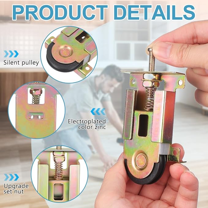 Gatuida Sliding Door Rollers Replacement Closet Door Roller Kit with Ball Bearing Wheels Adjustable Height 2 Pack Sliding Mirror Door Wheels for Framed Closet Doors - Image 7
