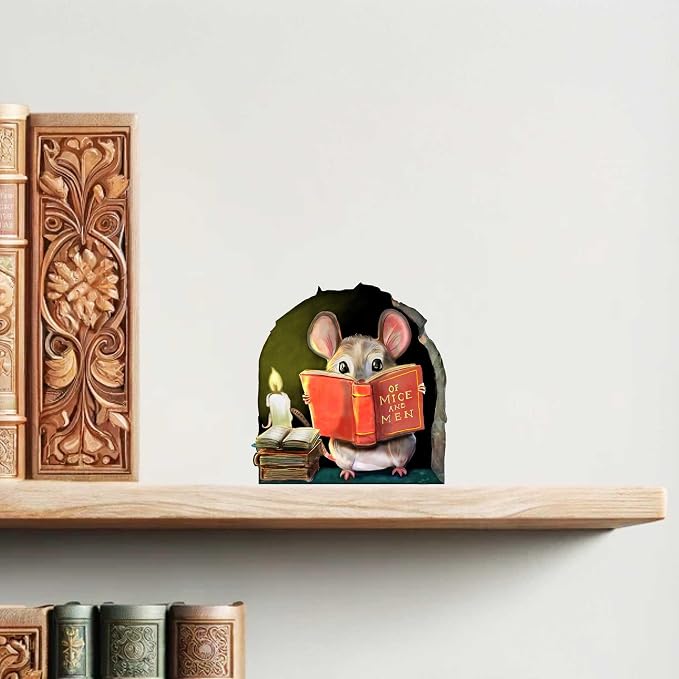 Mouse Reading Book Wall Sticker Decal – Kids Room, Classroom, Home Decor, Bookcase, Book Lover Gift, Children's Bedroom, Nursery, Cute Mouse, MICESTERPIECE - Image 9