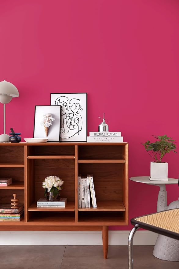 Dimoon 393''x17.7'' Pink Peel and Stick Wallpaper Contact Paper Modern Self Adhesive Wall Paper Removable Renter Friendly Textured Solid Color Shelf Cabinet Vinyl Roll (393''x17.7'',Rose Red) - Image 6