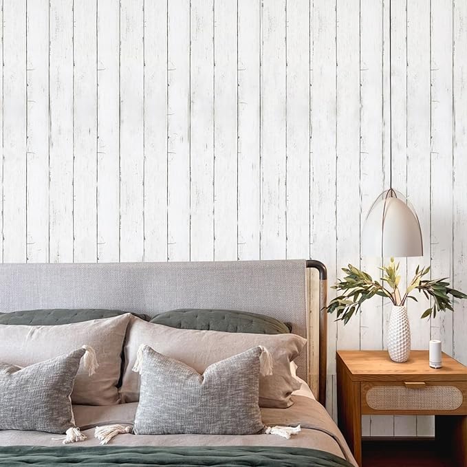 Shiplap Peel and Stick Wallpaper, Contact Paper for Classroom Home Decor | 35.4"x118" Removable Self-Adhesive White Wood Plank Film, Farmhouse Decor for Bulletin Board Desk Cabinet & Home Renovation - Image 7