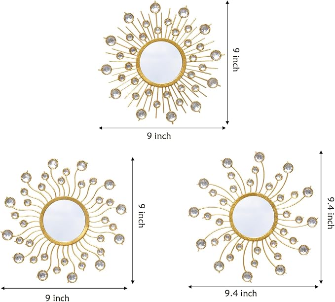 Mirror Wall Decor Sunburst Boho Gold Art Metal Living Room Bedroom Bathroom - Image 2