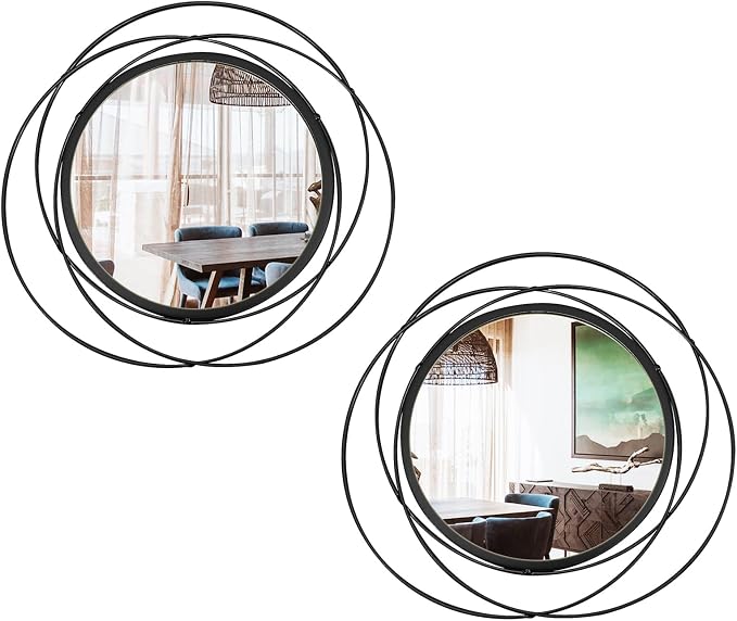 2 Set Circle Mirrors for Wall Decor Living Room Bedroom Entryway by Cityelf