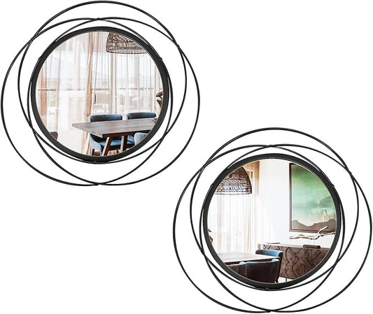 2 Set Circle Mirrors for Wall Decor Living Room Bedroom Entryway by Cityelf