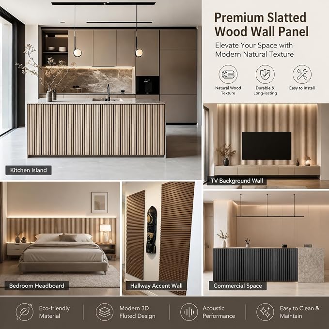 Acoustic Wood Panels for Wall,3D Flexible Fluted Sound Slat Panel,Dark Grey | Soundproof ,Absorbing,Noise Cancelling,94.5 x 23.6in - Image 7