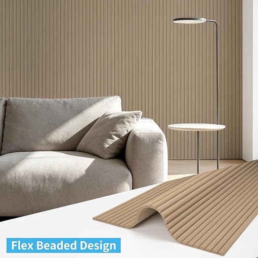 Art3d Roll-Flat Beaded Wood Slat Wall Panel, 2-Pack, 94.5 x 23.6 in, Raw | Flexible, Durable, Crack Resistant, Glue on, Easy to Install, for New Home Buyer, Future Mover to Upgrade Office, Living Room - Image 4