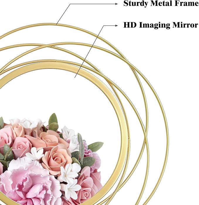 3 Set Round Mirrors for Wall Decor Living Room Bedroom Bathroom Dining Room Metal Circle Mirror Set Boho Decorative Sunburst Wall Art Accent Entryway - Gold 9.5 in - Image 6