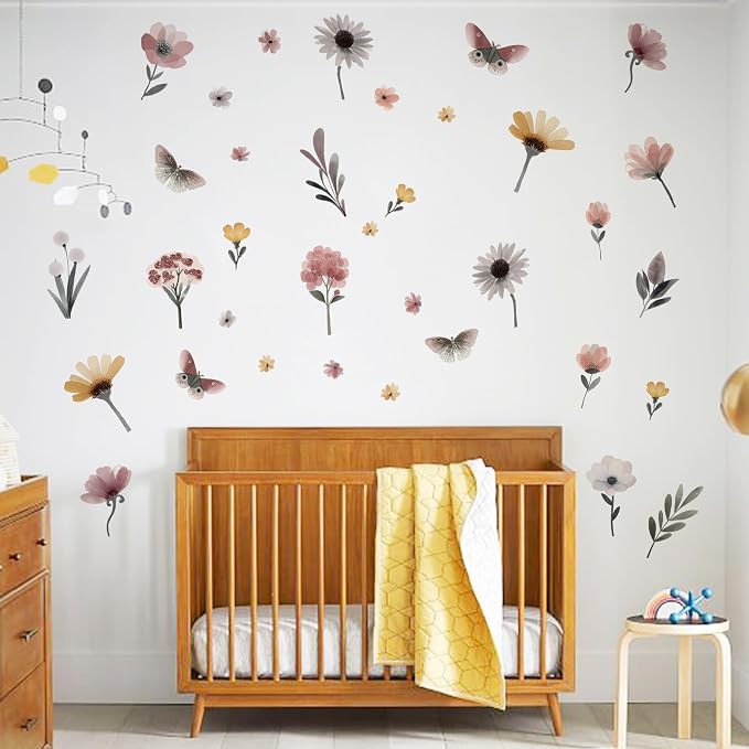 Flower Wall Decals - Peel and Stick Large Floral Flowers Wall Stickers,Removable Flower Home Decor Art for Kids Living Room, Bedroom, Nursery Decor Wall Corner Decor - Image 3