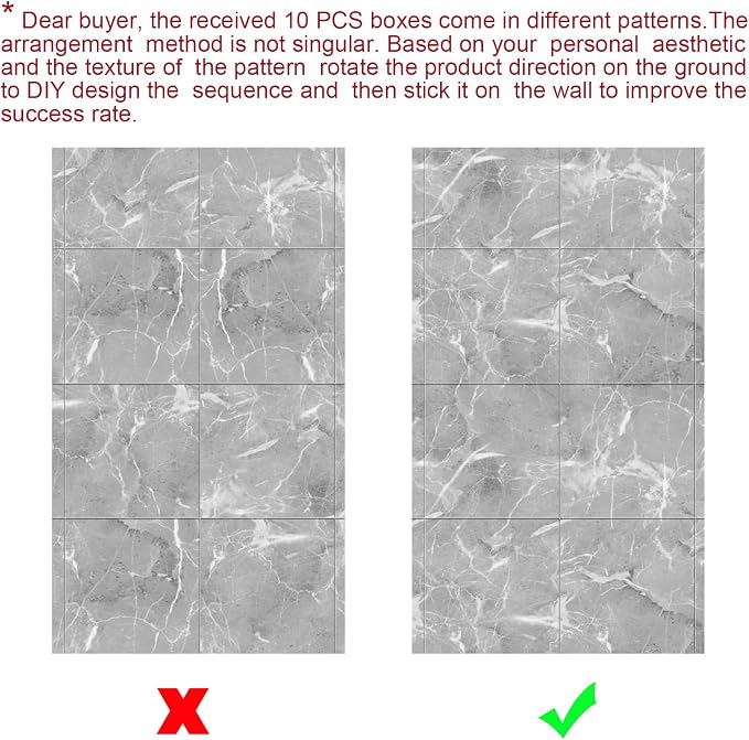 Chejiaye Shower Wall Panels Peel and Stick,Marble Wall Panels for Interior Decor,Backsplash Tile for Kitchen Showers Bathrooms Living Rooms 11.8"x11.8"in 10Pcs, Grey (Not Real Tile,9.7 Sq.ft) - Image 6
