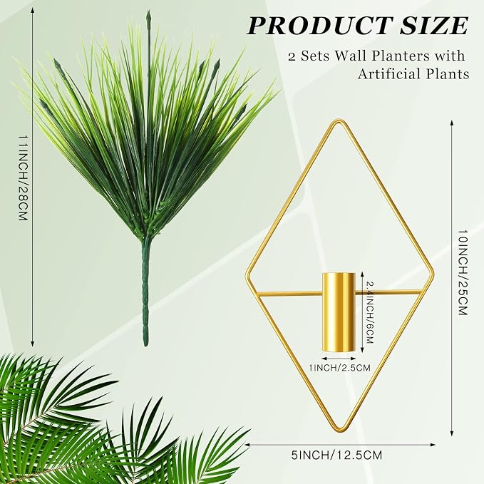 Canlierr 4 Pcs Wall Decor Hanging Planters, Aquatic Plant, Gold - Image 2