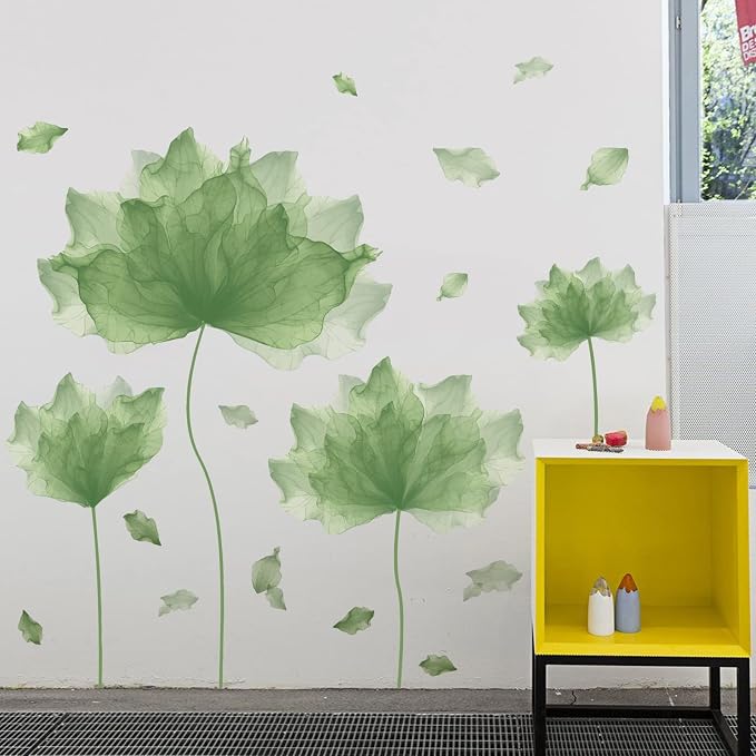 59.1'' x 49.6'' Flower Petal Wall Decal Floral Wall Sticker (Green) | Removable waterproof peel and stick wall art for nursery, baby room, classroom, living room, bedroom, office and bathroom - Image 3