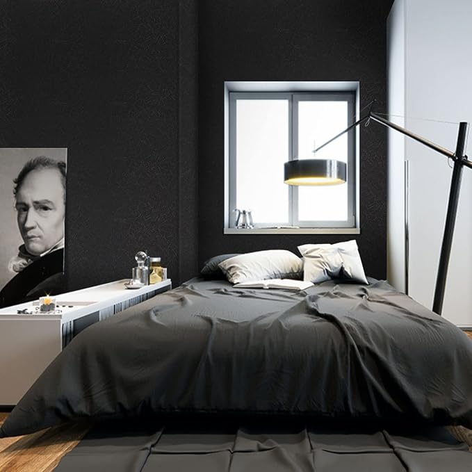 Black Silk Wallpaper Peel and Stick Embossed Self Adhesive Contact Paper | 35.4" X 118" Removable Waterproof Kitchen Vinyl Wrap Drawer Liner Cabinet Furniture Textured Renter Friendly Wall Gift Paper - Image 8