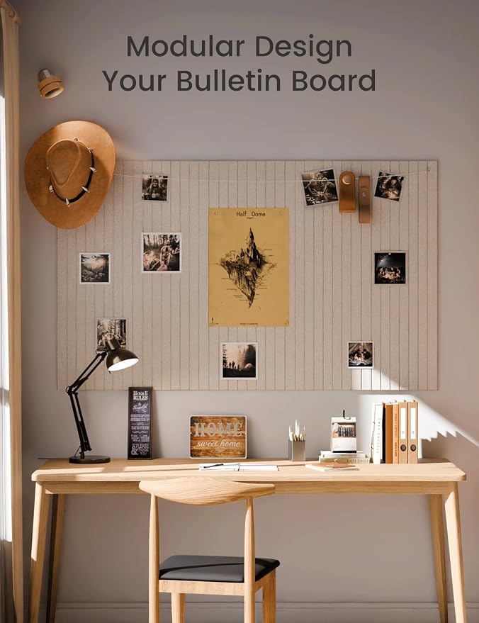 Fluxynara 48" x 36" Large Felt Bulletin Board, Oatmeal | 12 Pack Cork Board Alternative with 60 Safe Adhesive Tabs, Pin Boards for Wall Decor, Home, Office, Classroom,Dorm - Image 6