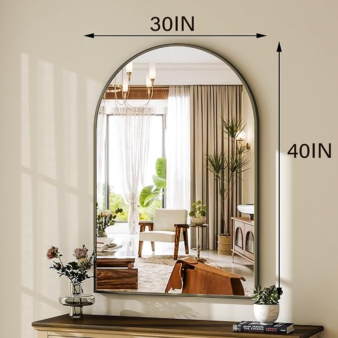 HARRITPURE Arched Wall Mirror 30"x40" Black Arch Bathroom Vanity Mirror - Image 6