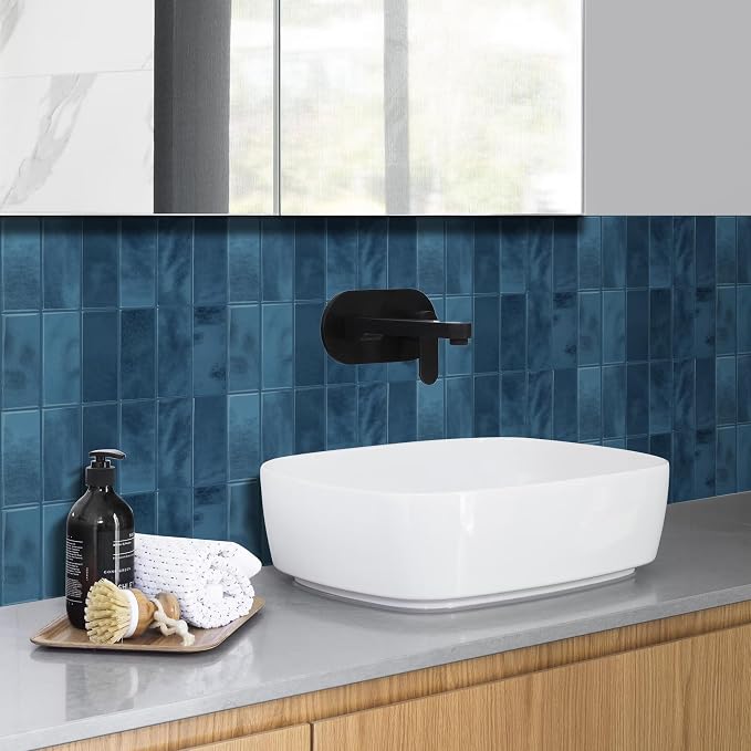 Select 5 Pack Peel and Stick Backsplash Square Tiles, 12x12 in, Blue | Extra Thick 3D Wall Panels, Heat & Water Resistant, Easy DIY Kitchen, Bathroom, Laundry, Fireplace & Rental Home Wall Décor - Image 4