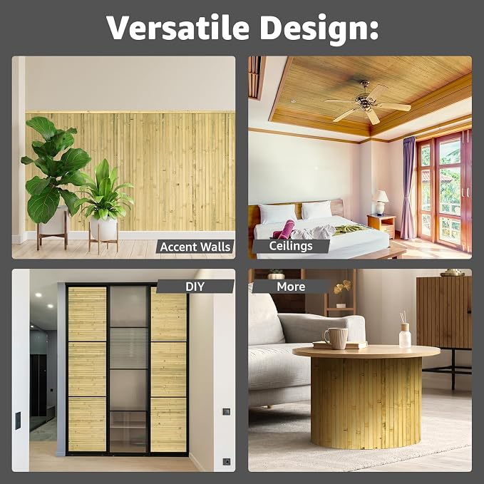 Art3d 48 x 96 in Pole Wrap Natural Bamboo Wall Panel, 1-Pack, Natural | Renewable Raw Board, Waterproof, No Emission, Wear-Resistant, Freely Cuttable, Stylish Wall Decor for Bedroom and Office - Image 3