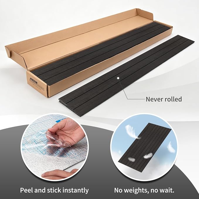 AMZDEPOT Peel and Stick Wood Panels for Wall, 6 Pack, Black Wood | Self-Adhesive Slat Wall Panels, PVC Thick, 3D Wood Grain Wallpaper, for Walls and Ceilings, 48"x15.75", Packed in Long Boxes - Image 2