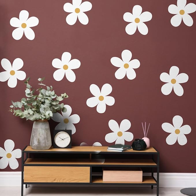 TaoBary 12 Sheet Daisy Wall Sticker Decal for Room Decor Flower Wall Decal | Big Flower Wall Sticker, Large Floral Decal, Daisy Bedroom Decor, White, Removable Peel and Stick, Nursery Home Wall Decor - Image 7