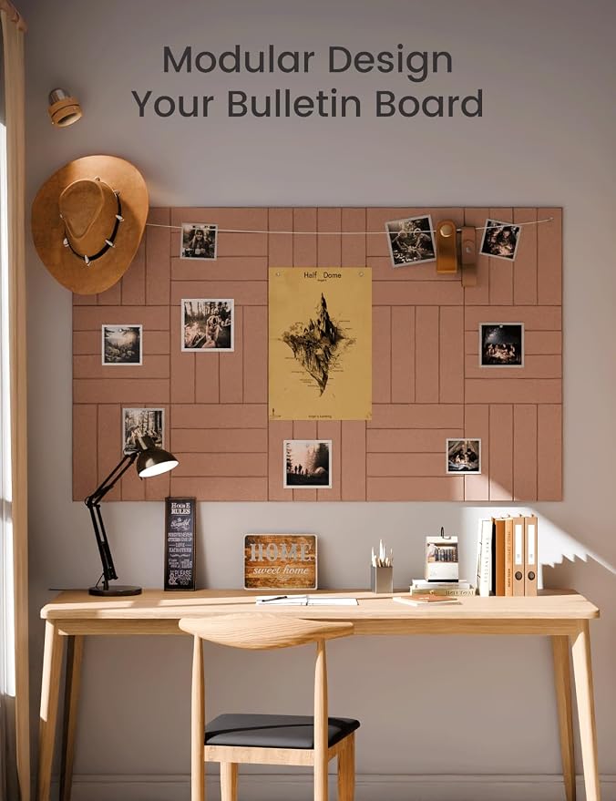 Fluxynara 48" x 36" Large Felt Bulletin Board, Terracotta | 12 Pack Cork Board Alternative with 60 Safe Adhesive Tabs, Pin Boards for Wall Decor, Home, Office, Classroom,Dorm - Image 6