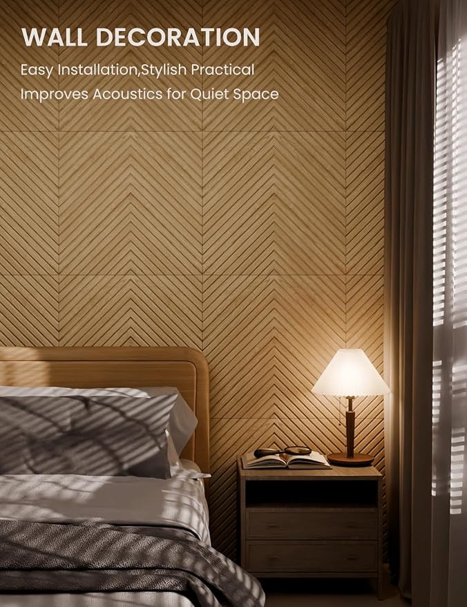 Fluxynara 6-Pack Large Felt Bulletin Board, Natural Oak Pyramid | 70.87" x 47.24" Cork Board Alternative, Acoustic Wall Panels with 60 Adhesive Tabs for Recording Studios and Home Offices - Image 6