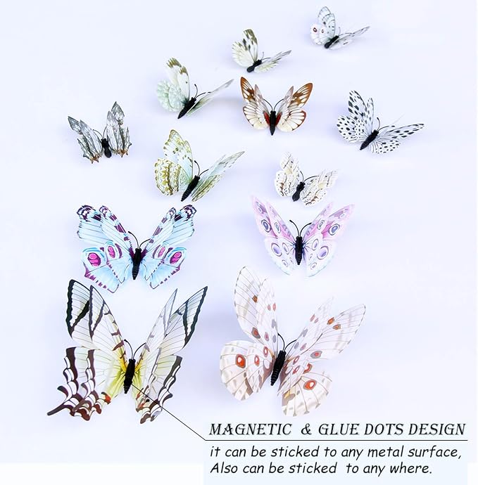 OPSEAM 3D Butterfly Wall Decor Butterfly Decorations Stickers with Magnets | 72 PCS White,12 Styles Double Layer Butterfly for Classroom Decoration,Locker Refrigerator, Reusable,Waterproof - Image 5