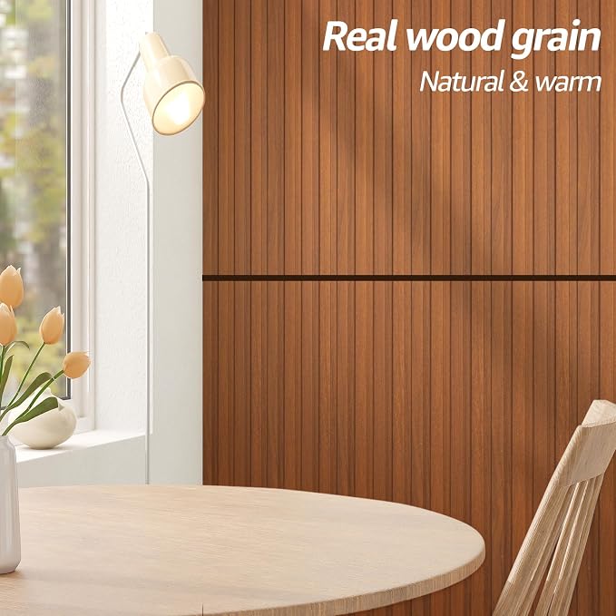 Art3d 48 x 6 Inch WPC Wood Slat Wall Panels, 3D Wall Accents, 16-Pack, Teak | Real Wood Grain, Durable, Water Resistant, Wear-Resistant, No Emission, Eco-Friendly, Easy to Care, for Living Room, Bedroom - Image 3