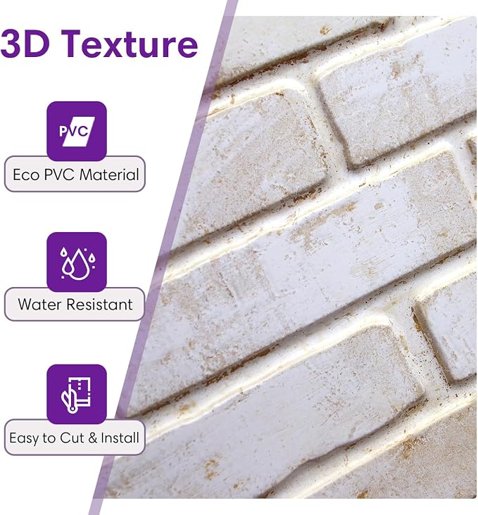 3D Faux Brick Wall Panels Peel and Stick, Designed for Quick DIY | Warm White, 10 Pcs 15.7" x 11.8", Brick-Look, Ultra-Light PVC Fake Brick Covering Tiles for Wall Renovation, Cover 12.9 sq ft - Image 3